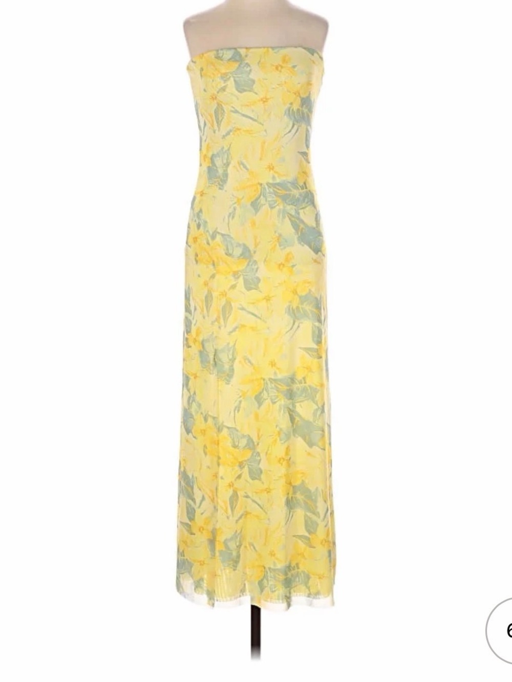 Zara Strapless Yellow Floral Tulle Dress